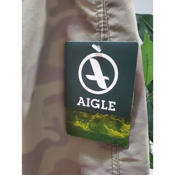 Aigle Army Fatigue Camouflage Cargo Logo Print Pull On Swimwear Shorts M - Picture 2 of 10